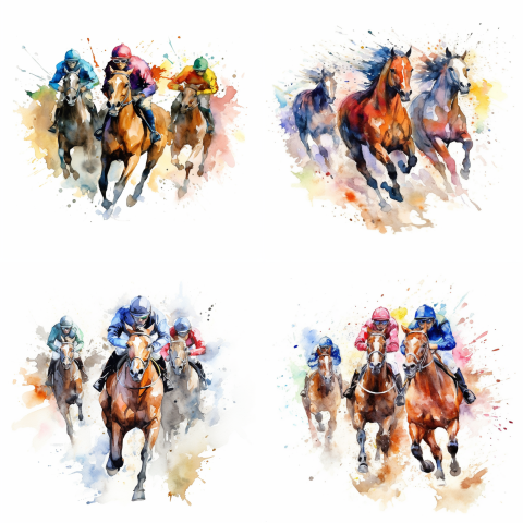 競馬・レースのイラスト素材・背景白